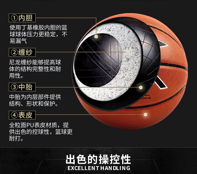 李宁篮球cba正品7号球耐磨防滑室外真皮牛皮手感比赛儿童蓝球高弹(图9)