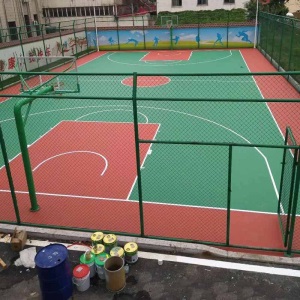 篮球场地胶室外硅pu球场材料塑胶跑道=颗粒施工羽毛球场丙烯酸地