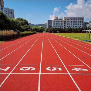 塑胶跑道硅pu材料运动场地户外球场幼儿园地胶e橡胶颗粒施工