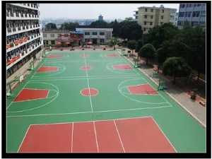 塑胶篮球场硅PU球场施工底涂弹性层加强层面层划线漆材料销售