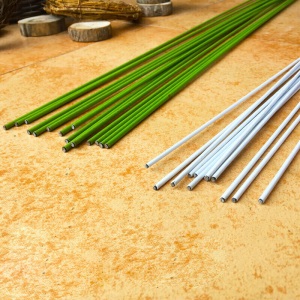 藤蔓花架包塑支柱杆铁线藤蔓支撑固定盆景花支架花卉造型铁丝植物爬藤花架 铁线粗2.2MM*1米-绿色(10根)
