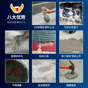 鹊友（PIECOO） 水不漏堵漏王防水补漏材料堵漏灵卫生间屋顶裂缝修补防水涂料快干水泥砂浆填缝胶泥 1KG