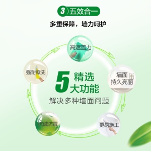 三棵树乳胶漆抗甲醛净味五合一墙面漆自刷家用彩色涂料油漆（调色产品不支持退换货）