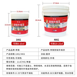 帝致外墙漆防水防晒油漆室外耐久卫生间墙面乳胶漆阳台漆白彩色外墙涂料