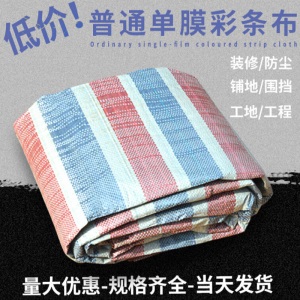 阙磐洛 彩条布普通一次性单膜彩条布防尘遮阳塑料加厚防晒户外棚布工地施工围挡