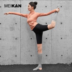 1双装 MEIKAN美看 长筒瑜伽袜 大腿袜 防滑五指 地板舞蹈袜舞蹈 麻灰