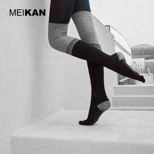 1双装 MEIKAN美看 长筒瑜伽袜 大腿袜 防滑五指 地板舞蹈袜舞蹈 麻灰