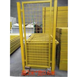 工厂仓库车间隔离铁丝护栏网围栏杆黄色网格移动格栅物流快递隔断 高1.5米*0.6米---1米