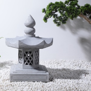 真石材青石灯笼日式仿古石雕庭院灯草坪景观装饰灯户外园林摆件石灯塔石头装饰摆件照明灯