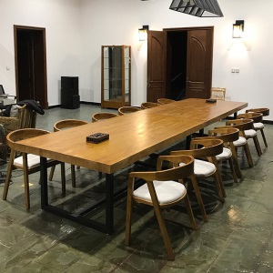 新雅铁 会议桌 长桌简约现代实木办公桌 工业风长条大桌子 loft洽谈桌椅组合 会客桌 培训桌椅组合 【单桌】200*80*75