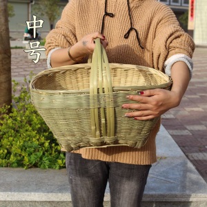 纯手工编制手提竹篮竹编菜篮子环保购物篮收纳筐篮水果篮竹筐子