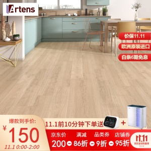 ARTENS德国原装进口强化复合木地板防潮耐磨欧标E1级环保地暖格雷顿浅棕色 12313342