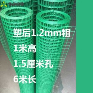 倾晨  网子围栏铁丝网小孔养鸡网铁网格网篱笆防护网养殖围网护栏户外拦 1米高1.5厘米孔1.3粗硬塑