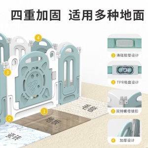 【可折叠 易收纳】儿童游戏围栏可折叠宝宝学步围栏安全防护栏室内家用游乐场设施设备组合玩具家庭儿童乐园 【可折叠 易收纳】8小片+1门栏+1游戏栏