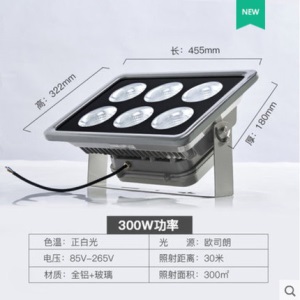 led球场照明灯200W户外防水探照灯300W超亮塔吊聚光灯投光灯