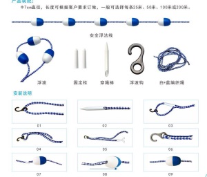 游泳池泳道线水面分隔线浮法线分道线尼龙绳钢丝绳水面浮标