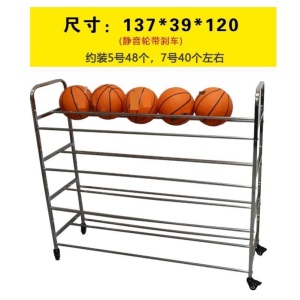 不锈钢球篮框带轮子健身器材框架带滑轮幼儿园篮球收纳架多功能