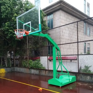 户外标准篮球架批发 成人学校家用室外壁厚2.5带移动轮凹箱篮球架