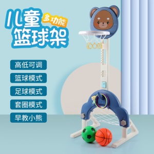 厂家直销多功能室内儿童篮球架 可升降宝宝家用投篮框 户外蓝足球