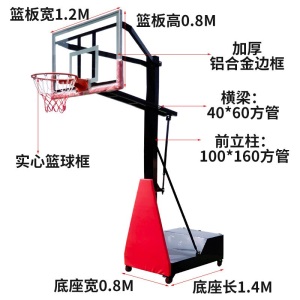 篮球架成人标准户外移动蓝球架可伸缩家用学校训练篮球架子篮球框小箱篮架 带轮带护板1.2M篮板
