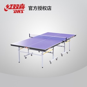 红双喜乒乓球台家用折叠室内标准dhs兵乓球案子正品乒乓球桌 T919 蓝色 （内含网架）