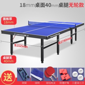 乒乓球桌室内家用可折叠可移动式标准案子比赛专用乒乓球台 16mm桌面30mm脚架有轮【