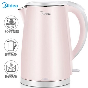 美的（Midea）电水壶热水壶电热水壶304不锈钢1.7L容量暖水壶烧水壶开水壶WHJ1705b