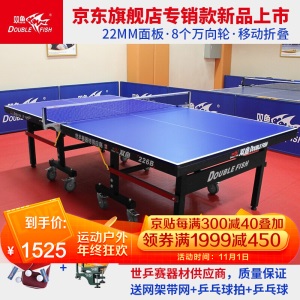 双鱼新款 22MM球桌 移动折叠式乒乓球桌 标准训练比赛乒乓球台