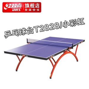 红双喜乒乓球台T2828小彩虹 可折叠乒乓球桌球案室内标准比赛 拱形支架蓝色台面 T2828乒乓球台+乒乓拍2只+网架+乒乓球