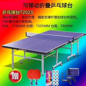 红双喜（DHS） 乒乓球桌室内家用标准移动折叠乒乓球台