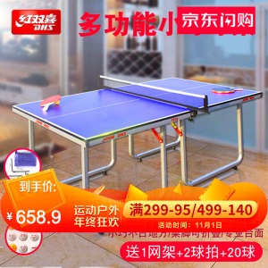 红双喜乒乓球桌儿童迷你型小号家用乒乓球桌多功能多用可折叠幼儿园小型乒乓球台