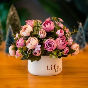 小清新室内客厅仿真假花束玫瑰摆件餐桌茶几装饰塑料干花盆栽植物