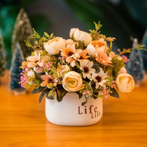 小清新室内客厅仿真假花束玫瑰摆件餐桌茶几装饰塑料干花盆栽植物