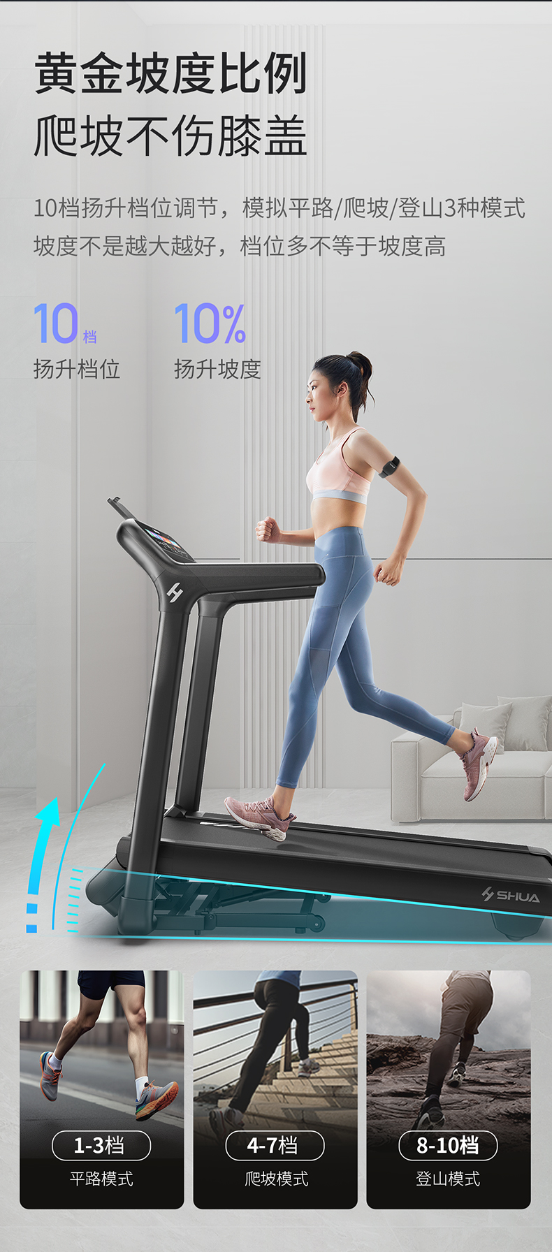 舒华跑步机爬坡家用静音减震小型健身器械全折叠智能电动坡度减肥(图9)