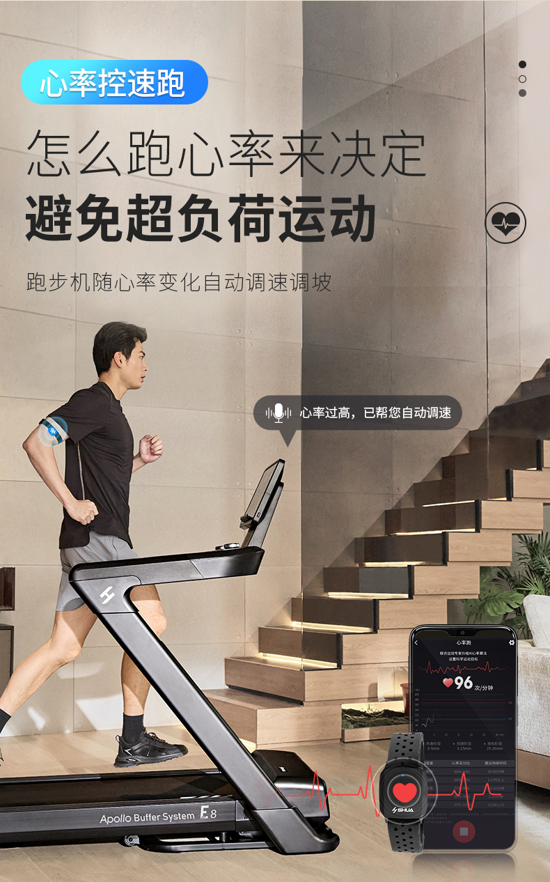 舒华马拉松跑步机家用爬坡阿波罗减震静音中高考室内健身器材E8(图8)