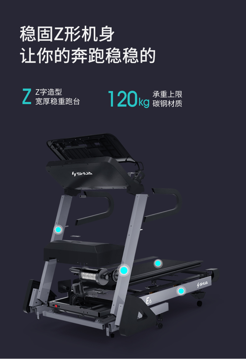 SHUA舒华跑步机E6家用智能静音折叠减震健身减肥小型运动器材3900(图8)