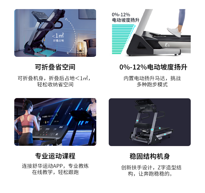 SHUA舒华跑步机E6家用智能静音折叠减震健身减肥小型运动器材3900(图7)
