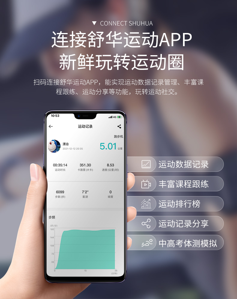 舒华跑步机A5家用款室内减震运动健身可折叠高端小型静音折叠5500(图11)