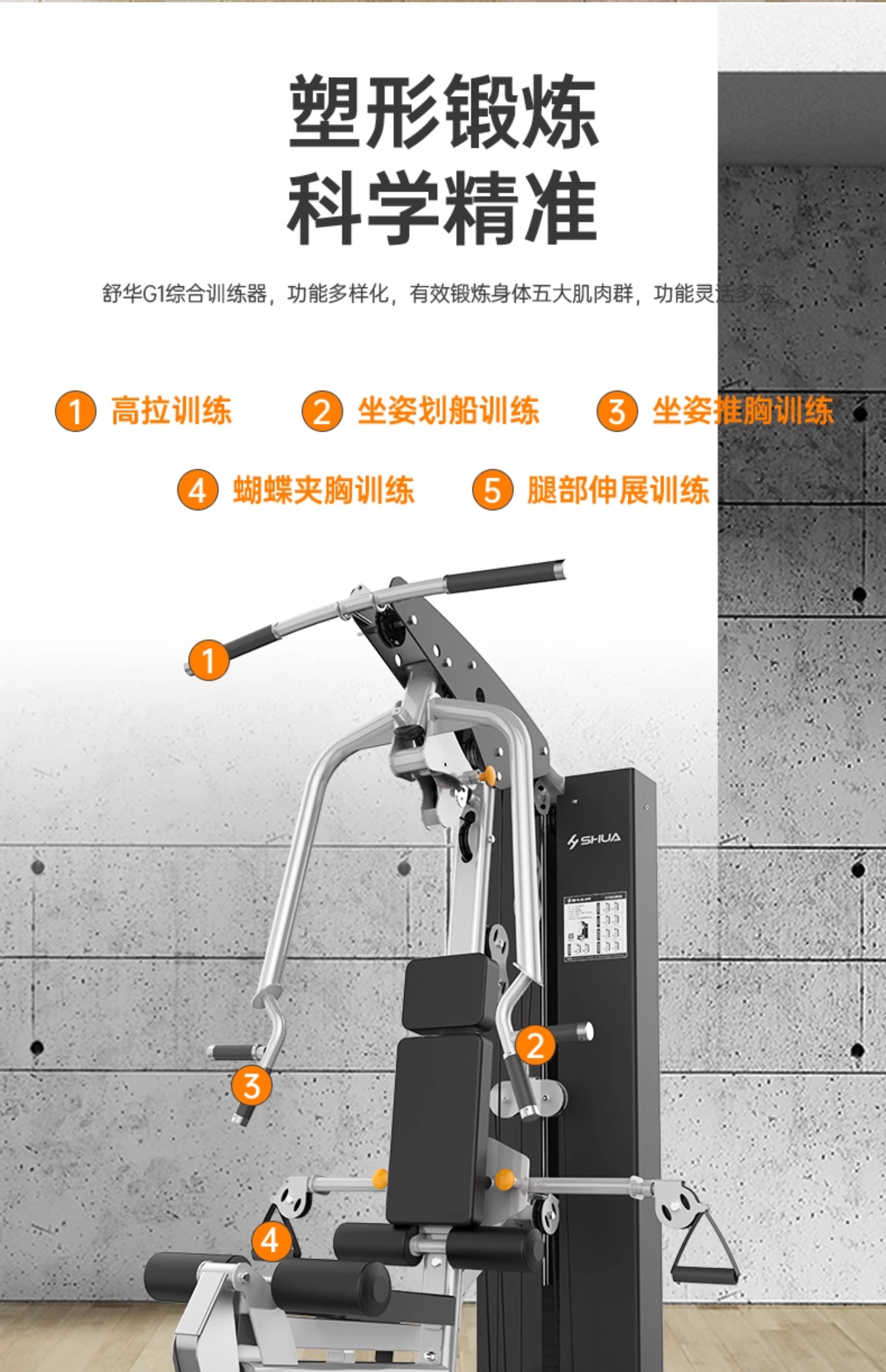 SHUA舒华单人站豪华室内家用健身房G1专业综合力量训练器G650(图9)