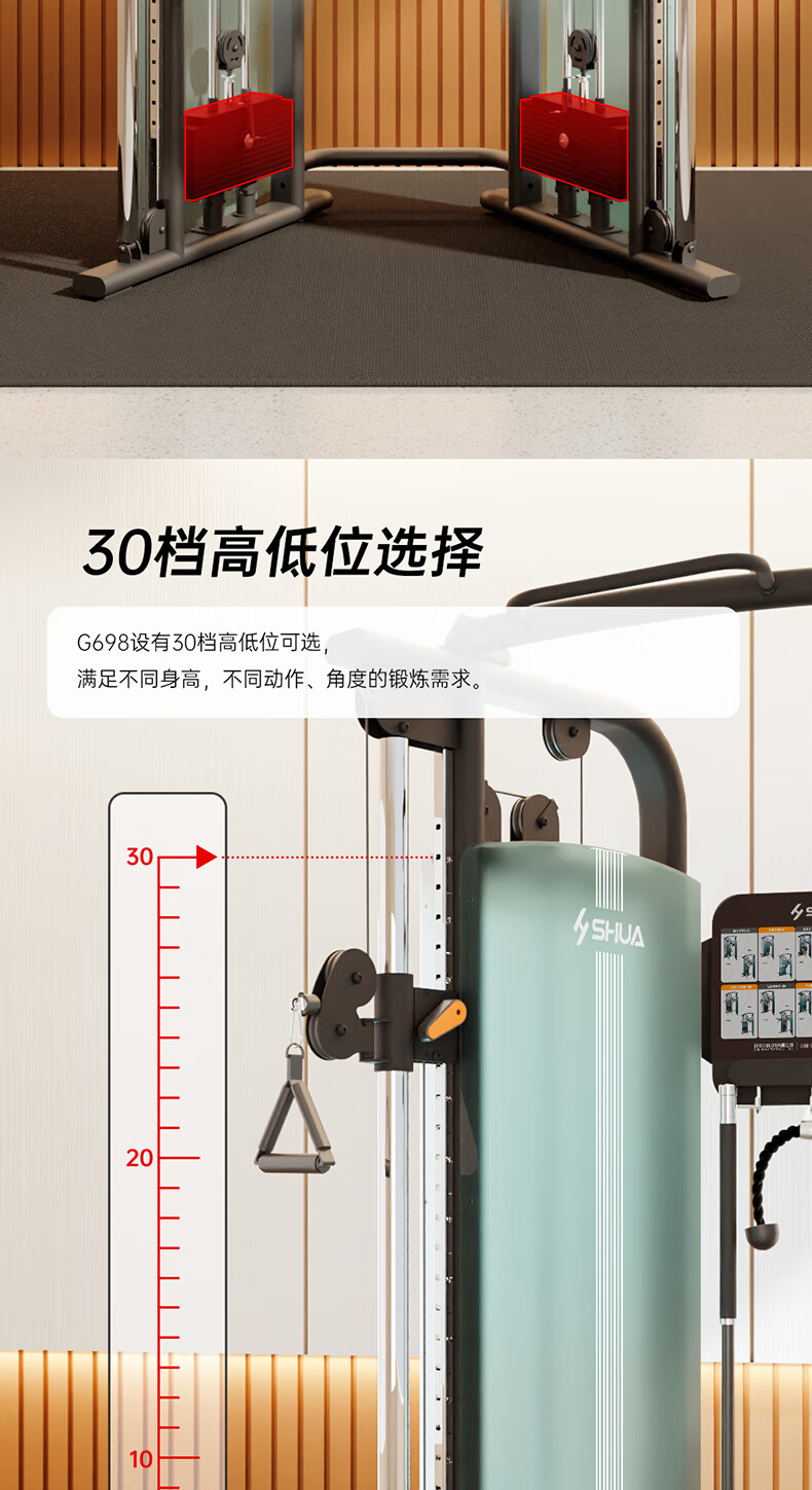 舒华G697小飞鸟龙门架G698综合训练多功能大型健身房运练器材家用(图26)