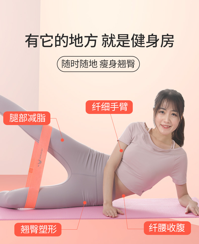 铁人体育瑜伽弹力带翘臀阻力圈健身女瘦身拉力伸展带开练肩膀背部(图8)